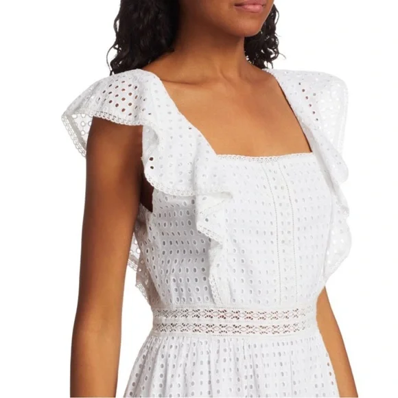 Alice + Olivia Remada Ruffled Broderie Anglaise Cotton Mini‎ Dress White NWT - Picture 2 of 16